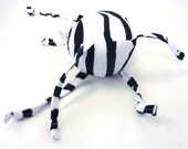Soft Baby Toy - Small Ball with Sensory Strings - Zebra Stripes, Black and White