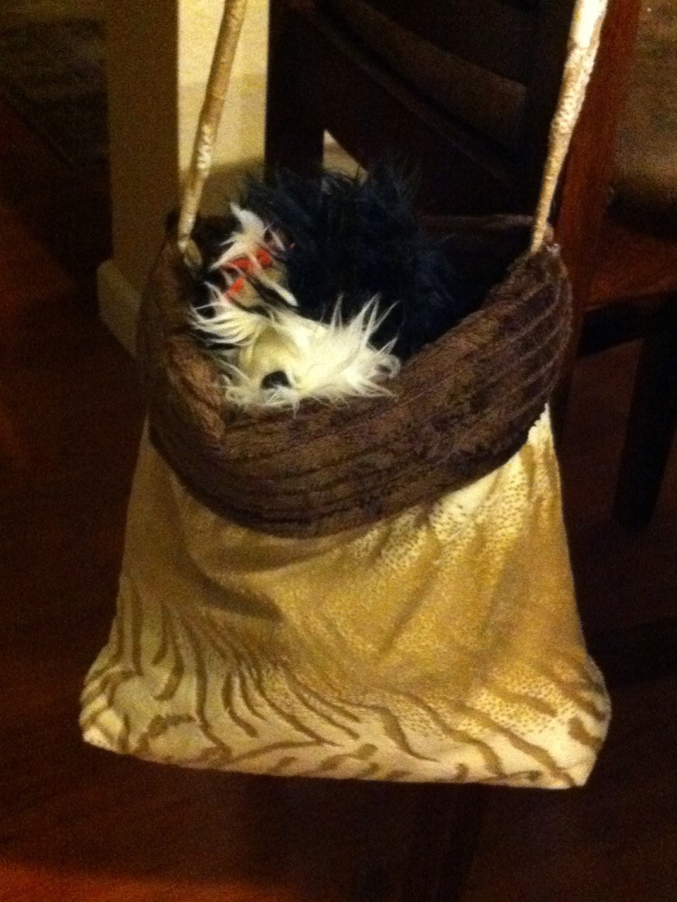 SNUGGLE-SACK, Carry Sack with shoulder strap  13" X 11" Faux Fur PLUSH