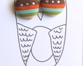 SALE Darling Button Earrings on Owl Card by Uptown Avenue