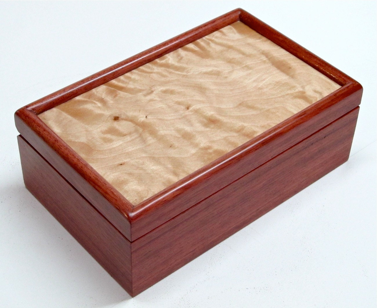 African Bubinga and Flame Quilted Ice Birch Keepsake Box