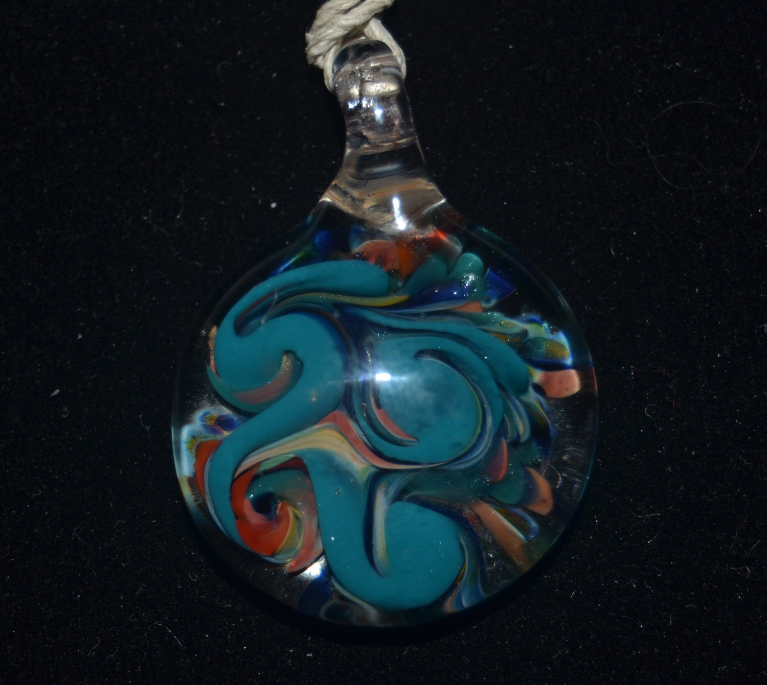 Blue Swirls Glass Pendant OOAK