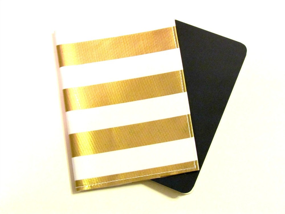 Gold and White Nautical Stripe Passport Cover-- Ready to Ship w/ FREE US Shipping