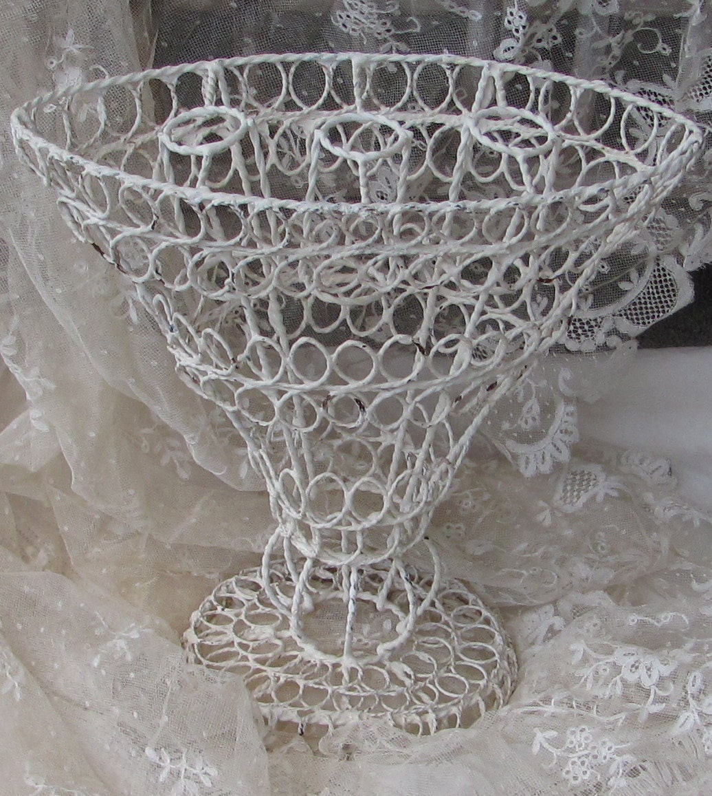 Metal Mesh Vase Distressed Chippy  by My Broken Art on Etsy
