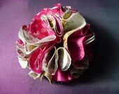 Fabric Flower Pin  - Pink Floral - Blue - Party Favor  -  Embellishment