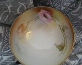 R S Prussia Finger Bowl Hand Painted Flower Design 24k Gold Trim