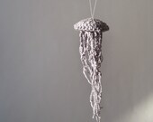 Grey Cotton Jellyfish Ornament - Soft Hangable Sculpture Made to Order