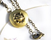 Rose Locket Antiqued Brass Free Gift Wrapping