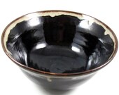 Black Stoneware Bowl / Handmade Pottery Wheel Thrown Clay / Frothy Espresso Series