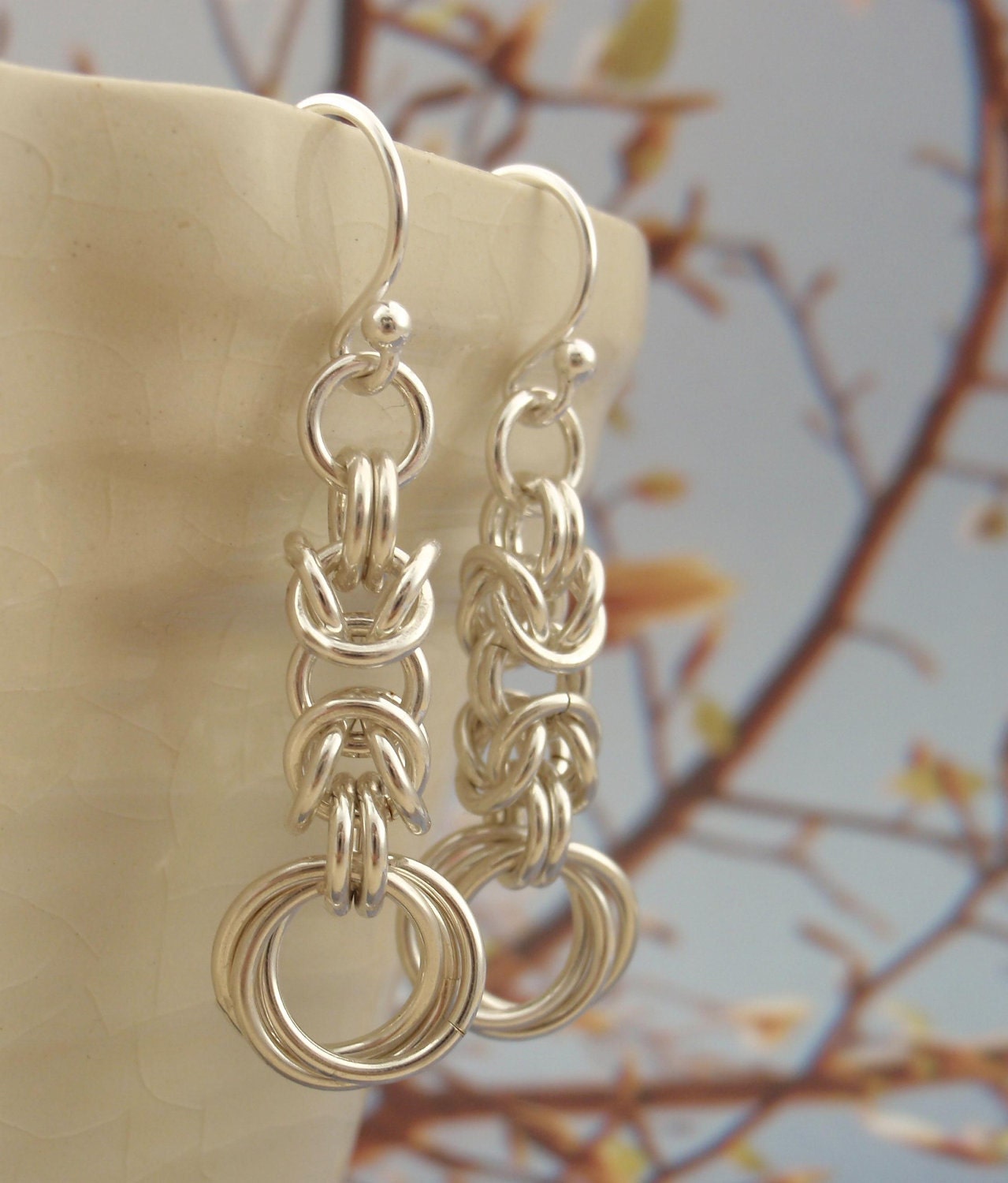Sterling Silver Filled Linked Loops I Chainmaille Earrings