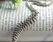 Punk retro silver 3d human bone vertebra necklace pendant jewelry vintage style