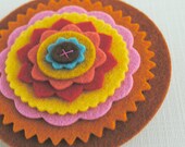 Colorful Layered Wool Felt Flower Pin