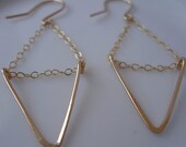 Small Triangle Dangler Earrings in 14K Gold Filled, Gift Under 50, Fashion, Valetine's Day Gift