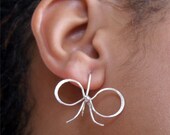 Dainty Sterling Silver Bow, Ribbon Earrings, Gift Under 50, Bridesmaid Gift, Etsy Fashion,, Valetine's Day Gift