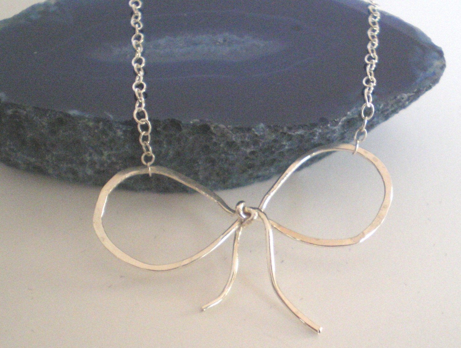 Sterling Silver Bow Necklace, Gift Under 50, Bridesmaid Gift, Fashion, Valetine's Day Gift