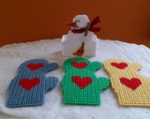 Set of 6 Christmas Snowman Mitten Coasters