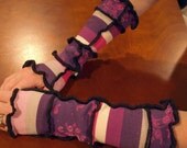 Medium Arm Warmers Stripey Print Upcycled Knit Wear