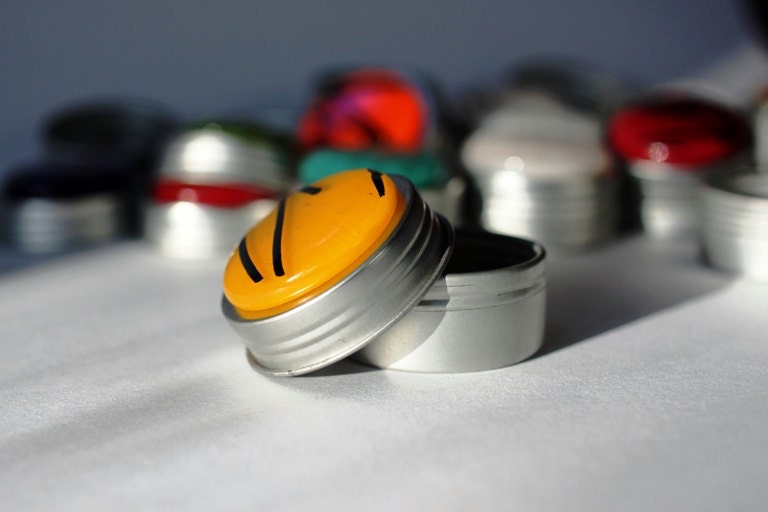 Fused Glass Screw Top Treasure Tin Marigold