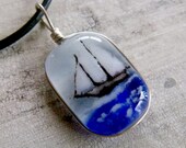 Ship away - fused glass pendant