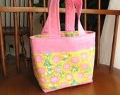 Pink Sunflowers Tote Bag Girls Small Purse Pink Yellow