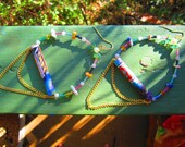 SALE Rainbow Aura Beaded Hoop-Magazine Bead, Chain Dangle