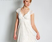 Once Upon A Time, Ivory Lace Gown with Cap Sleeves, Size Small Ready-to-Ship