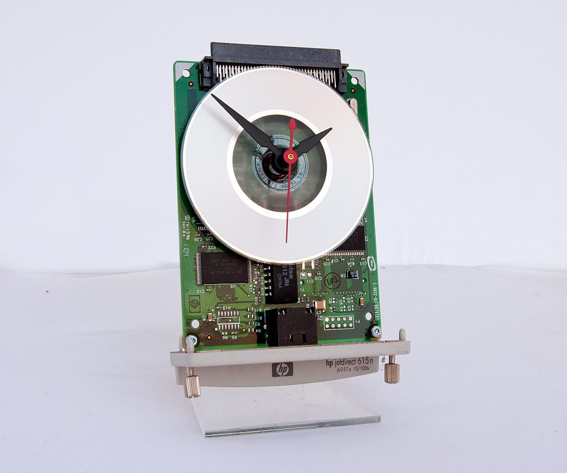 Clock made from a Computer Hard Drive Circuitboard
