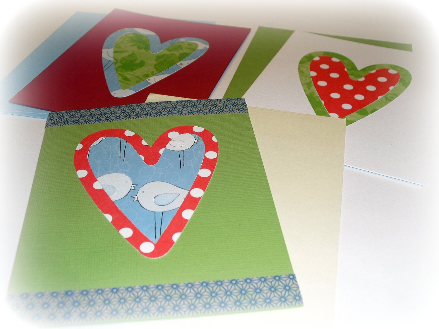 3 Holiday Heart Notecards-- Blank Inside A2
