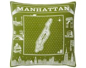 Green Manhattan Throw Pillow