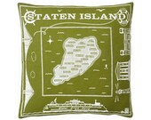 Green Staten Island Throw Pillow