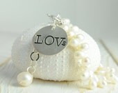 Valentine Jewelry, Love Initial Charm Bracelet, whit pearls, personalized bridesmaid gift, Bridal gift, favor