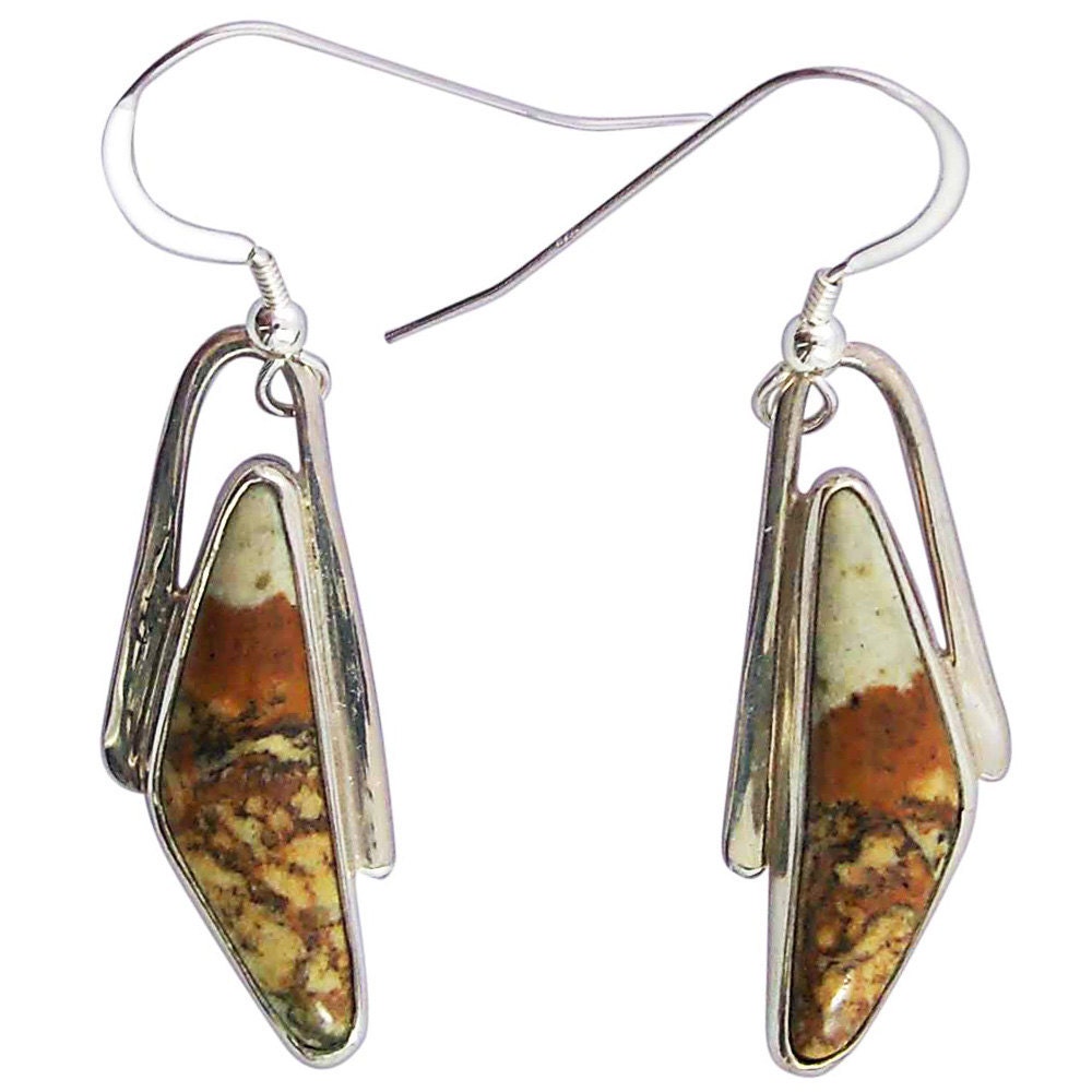 Picture Jasper Dangle Earrings set in sterling silver  epjf1470