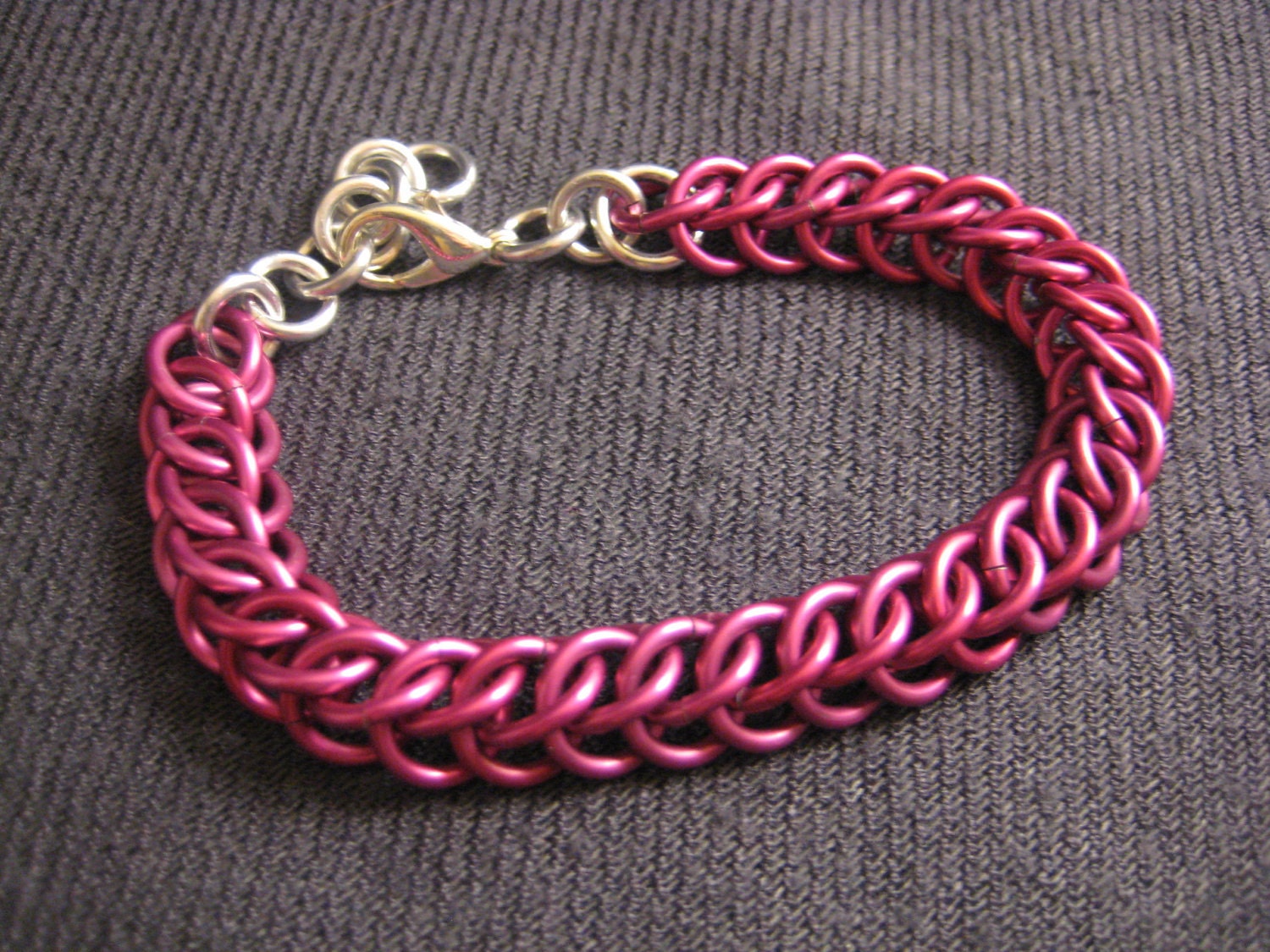 Pink Chainmaille Bracelet - Chunky Half Persian 3 in 1