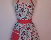 Apron Retro Style Christmas Owls CHLOE Full Apron