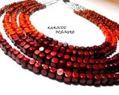 Ethnic 5 Strand Wood Beaded Necklace in Red/Orange/Brown