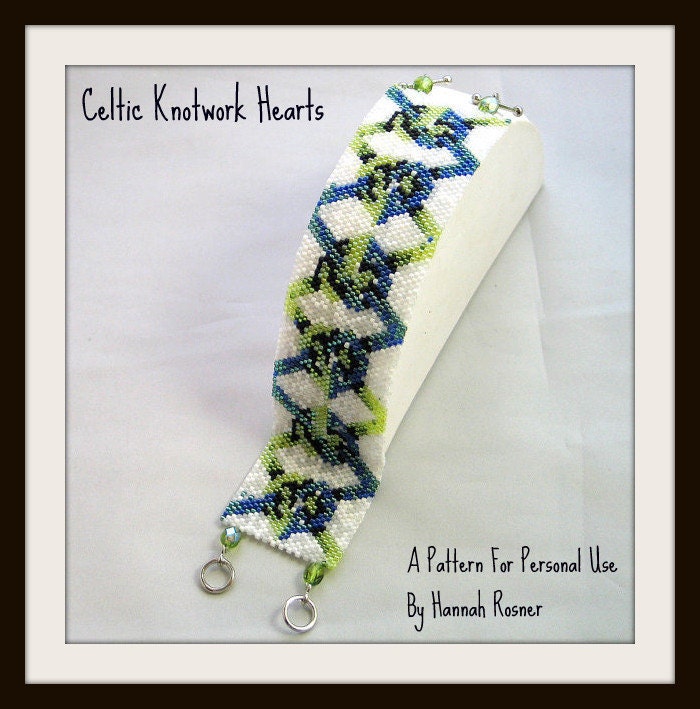 Hannah Rosner cuff bracelet peyote stitch bead pattern celtic knotwork