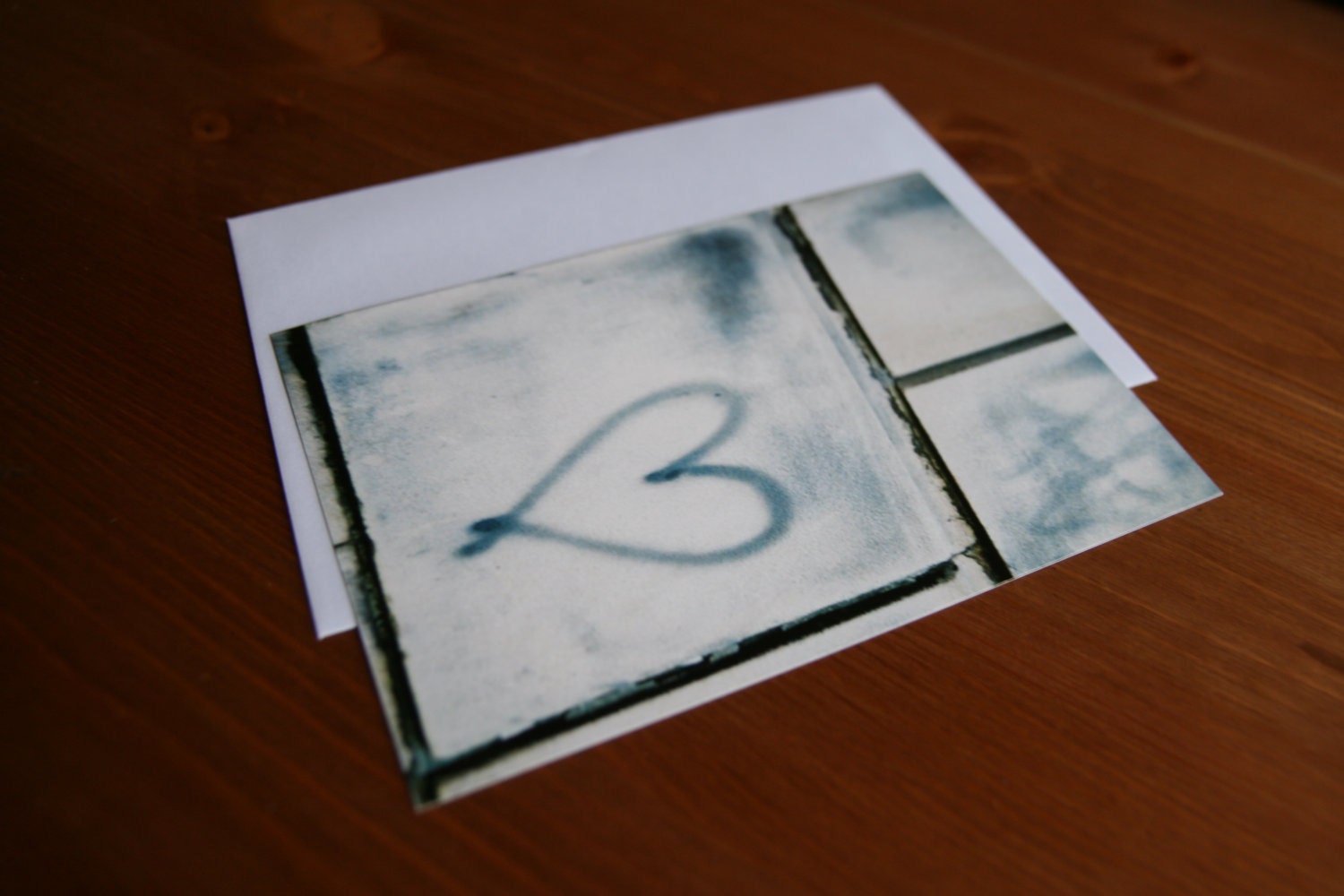 Street Art Heart on Wall Postcard with Envelope