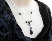 Wire wrapped gemstone necklace  Blue Topaz, Black Spinel, Tourmalinated Quartz on sterling silver