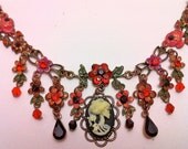 Antique copper necklace "Dead Flowers"
