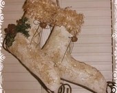 Primitive Winter Ice Skates Door Greeter Ornament Wall Hanging