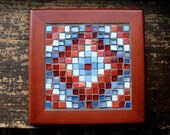 Sunshine and Shadow Mosaic Trivet in Red and Periwinkle