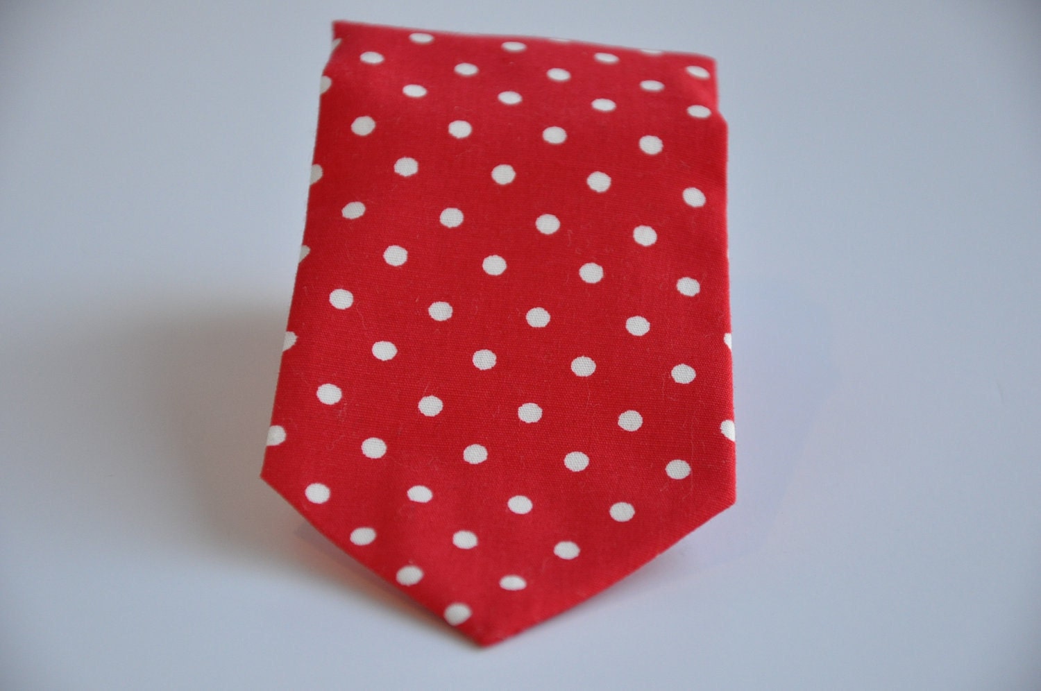Boys Necktie Red and White Valentines Day Dots READY TO SHIP