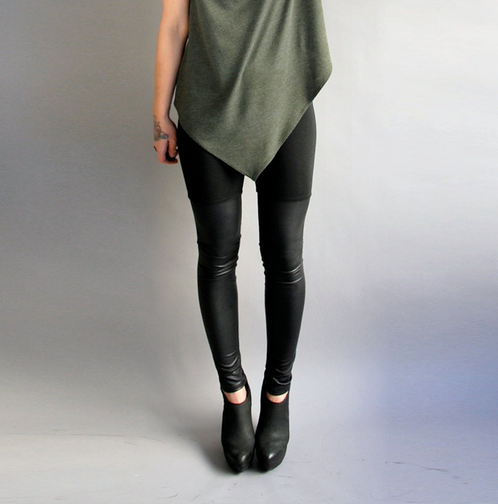 Faux Leather Thigh-High Leggings Black MADE To ORDER