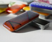 Fused Glass Slide Top Treasure Tin Cinnamon Chopstix - Large
