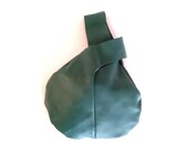 Baby Buddha Ivy Green Leather Round Wristlet Purse Clutch
