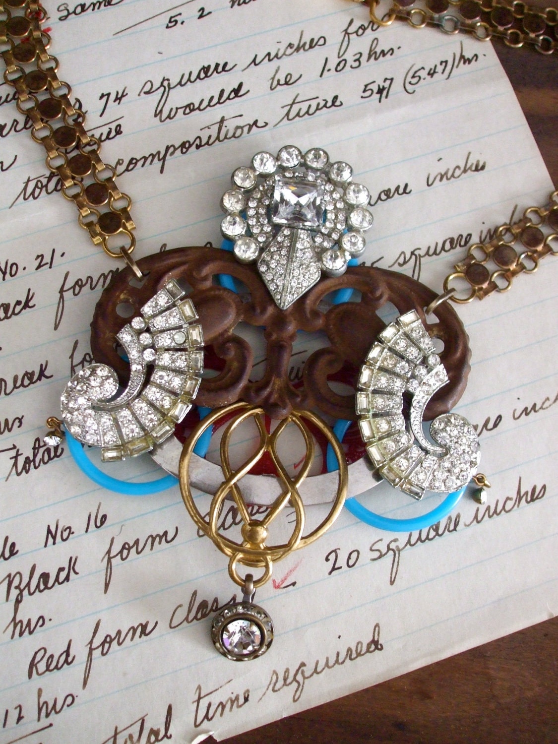 Rorschach Inkblot No.11 -Vintage Assemblage Necklace