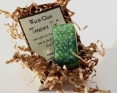 Fused Glass Slide Top Treasure Tin Forest Green -  Small