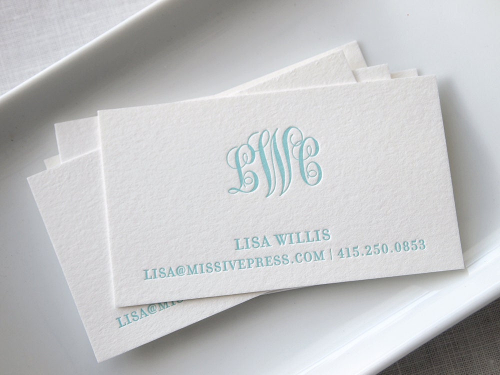 Classic Monogram Letterpress Calling Cards - Personalized set of 100