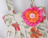 floral handbag, pink and orange