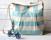Diaper bag STOCKHOLM Pale Turquoise and Ecru Striped - WATER PROOF lining ten pockets - ikabags Diaper bag STOCKHOLM Pale Turquoise and Ecru Striped - WATER PROOF lining ten pockets - ikabags
