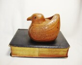carved wood vintage bird figurine stash box